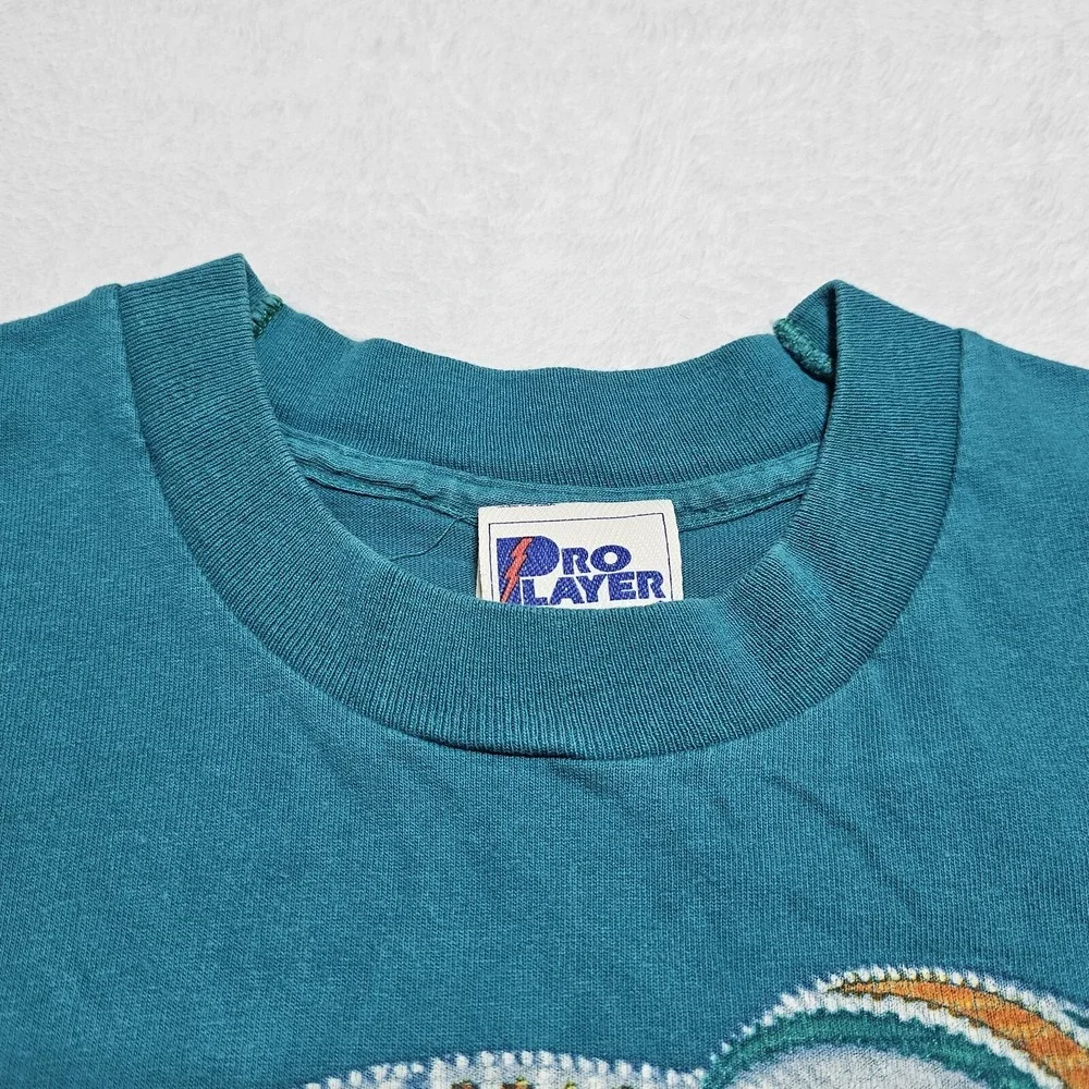 Vtg Miami Dolphins 90's Pro Player T Shirt Mens M NFL Old Logo Single Stitch - Picture 3 of 10